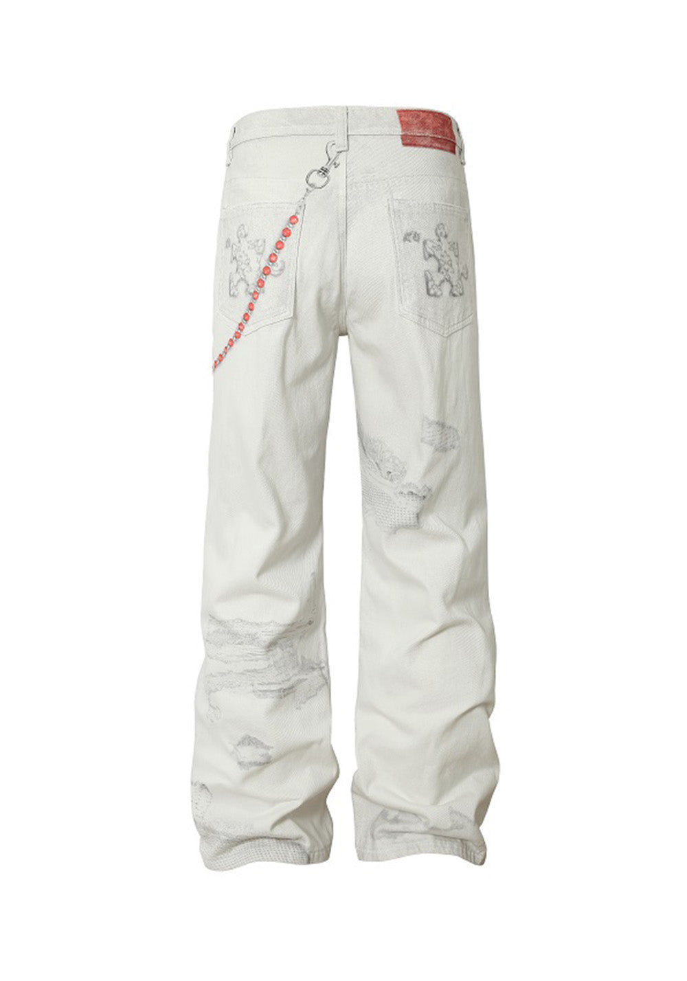 YADcrew丨Chain Embossed Printed Jeans American Street - PSYLOS 1, YADcrew丨Chain Embossed Printed Jeans American Street, Pants, YADcrew•JAPAN, PSYLOS 1